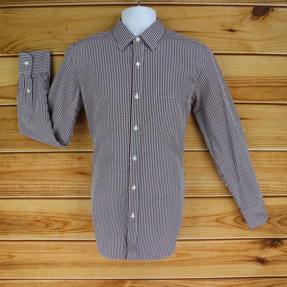 J. Crew Dress Shirt Mens M Multicolor Checks 100% Cotton 80's 2-Ply Point Collar